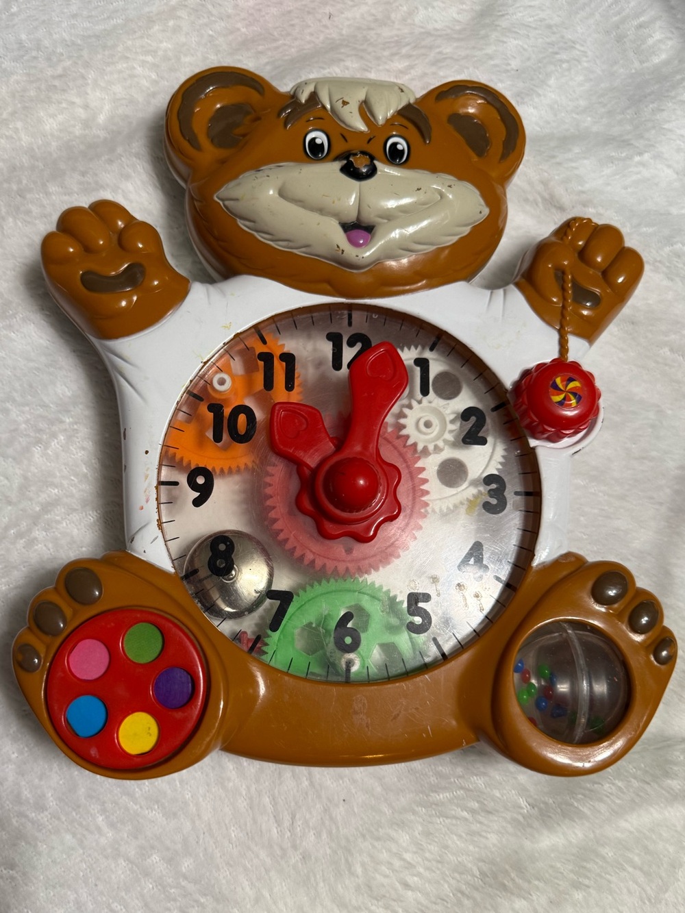 Vintage 1989 Redbox Teddy Bear Teaching Clock Toy Learning Numbers Educational